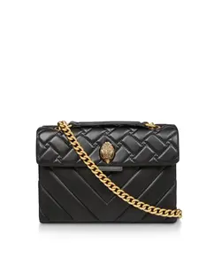 Стеганая кожаная сумка через плечо Kensington черного цвета Kurt Geiger