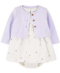 Комплект для девочек: платье-боди из хлопка и кардиган, 2 предмета Carter's, зеленый