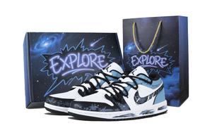 Jordan Баскетбольные кроссовки Air 1 Present Trend Low Top Vintage унисекс синего цвета