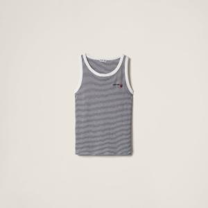 Трикотажный топ в рубчик petit bateau x miu miu MIU MIU, белый/синий