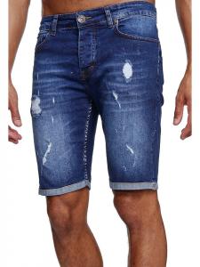 Джинсовые шорты, рваные, стираные, синего цвета RESLAD