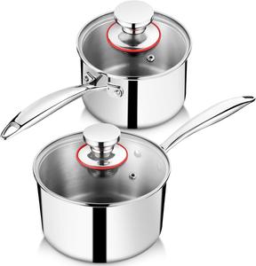 Набор сотейников P&P CHEF из нержавеющей стали с крышкой 0,9 л и 1,8 л, серебряный