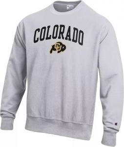 Мужская серая толстовка с круглым вырезом обратного плетения Champion Colorado Buffaloes