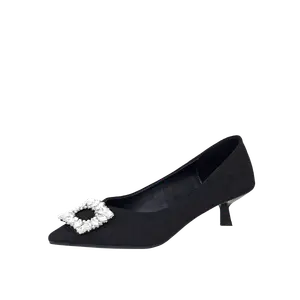 Туфли на тонком каблуке высотой 5 см для женщин GUDIANFENGDU, Black