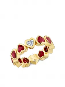 Кольцо Heart из желтого золота с бриллиантами и рубином Shay, золотистый