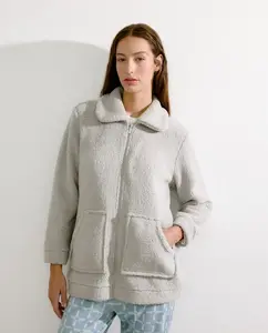 Женский короткий халат с карманами Énfasis, светло-серый