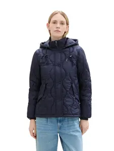 TOM TAILOR стеганая куртка, с капюшоном, с капюшоном, синий