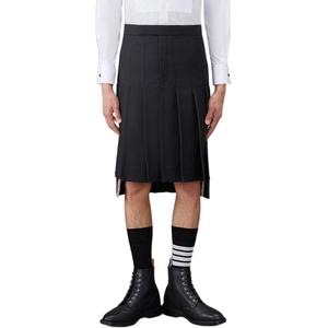 THOM BROWNE Юбка мужская черная миди плиссированная