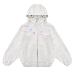 Толстовка Unisex Hooded Thickened Cardigan HUANQIU, белый heather серый fleece-lined