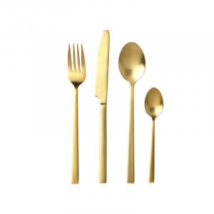 Столовые приборы Набор столовых приборов из латуни с PVD-покрытием из нержавеющей стали, 16 предметов Bitz, золото