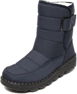 Женские водонепроницаемые теплые зимние ботинки с тканевым верхом, застежкой-липучкой, удобным закругленным носком, плюшевой подкладкой, без шнурков, водонепроницаемые зимние ботинки для улицы, альпинизма и отдыха FIFILAPIN, Blue