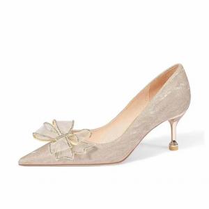 Take the Qin Тонкие каблуки на шпильке женские шампань золото подарочный набор, цвет Champagne Gold 6cm