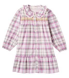 Платье из хлопка в клетку со сборками Louise Misha, Cream Frosty Checks