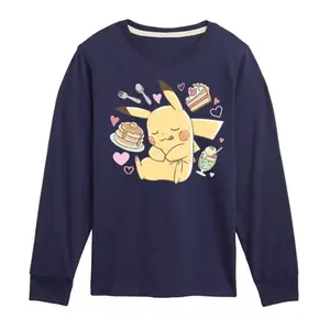 Футболка с длинным рукавом и принтом «Покемон Пикачу Десерт» для мальчиков 8-20 лет Licensed Character, синий