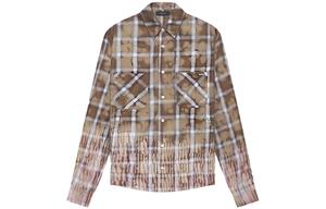 Проверенная потертая фланелевая рубашка AMIRI, светло-коричневый