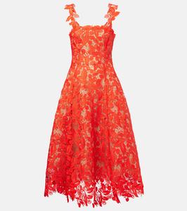 Коктейльное платье из гипюрового кружева Oscar de la Renta, Carnelian