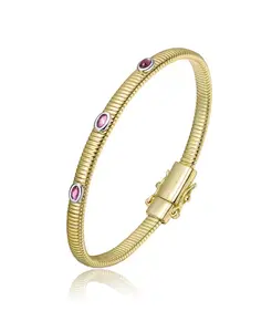 Браслет с покрытием из 14-каратного золота и прозрачными, зелеными, красными или синими кубическими цирконами Rachel Glauber, red