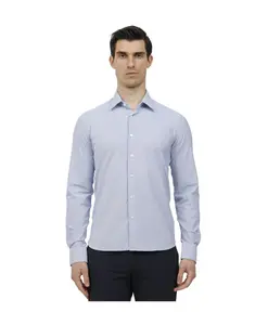 Рубашка Оксфорд из жаккардовой ткани с микроузором Rrd, синий