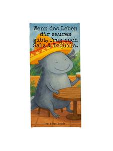 Mr. & Mrs. Panda Банное полотенце с изображением аксолотля и текилы, с надписью белого цвета