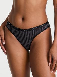 Трусики-Бикини из эластичного хлопка Victoria'S Secret, smooth black logo stripes