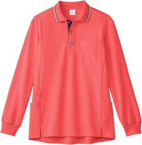 Поло с длинными рукавами PROFeeling (унисекс) с боковыми карманами, прочное, непрозрачное, влагоотводящее, быстросохнущее, простого и свободного кроя для ухода за больными (PK347), лососево-розовый