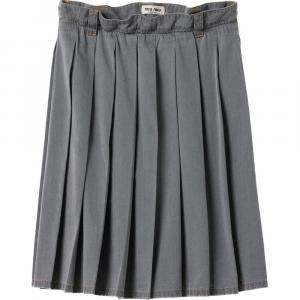 Плиссированная юбка из шамбре MIU MIU, серый