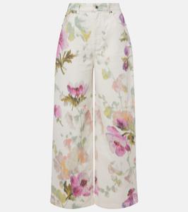 Джинсы с высокой посадкой и широкими штанинами Loewe, White/Pink