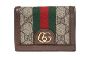 GUCCI Кошелек Ophidia Canvas With Leather, картхолдер женский Ebony/Brown