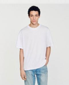 Мужская футболка оверсайз из хлопка Sandro, белый