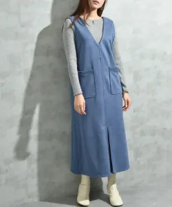 Юбка-сарафан из замши в рубчик, двусторонняя Interplanet, цвет Blue