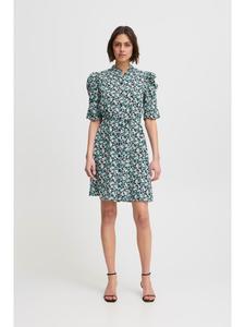 Платье IXNINA, классический крой, цвет Total Eclipse, с синими цветами. ICHI