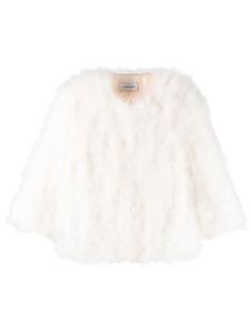 Yves Salomon шуба с перьями, черный