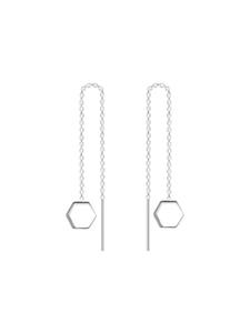 Alexander York Серьги на цепочке с шестиугольным ограненным элементом из серебра 925 пробы, 2 штуки