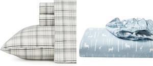 Eddie Bauer - Комплект постельного белья из хлопковой фланели, с начесом для дополнительной мягкости, Cozy Home Décor и простыни размера King, комплект постельного белья из хлопковой фланели, Cozy Home Decor, Ivory, Light Gray