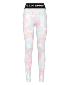 Спортивные леггинсы камуфляжной расцветки Plein Sport, розовый
