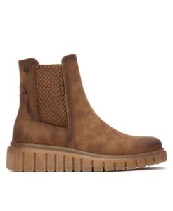 Женские повседневные ботильоны челси: верх из синтетического материала, мягкая стелька, резиновая подошва, боковая молния, высота до щиколотки XTI, Camel
