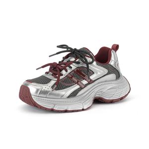 Кроссовки женские толстые низкие Gemeiq, цвет Red Gray