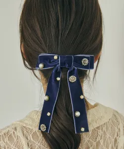 Декоративная бархатная заколка для волос в виде ленты Goldy, цвет Blue