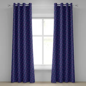 Штора на люверсах ABAKUHAUS Фламинго, нарисованная вручную, с рисунком абстрактных птиц, волнистых морских волн, шуток, декоративная двухпанельная штора на окно, 280 см x 245 см, цвет: фиолетово-синий, темно-коралловый Abakuhaus