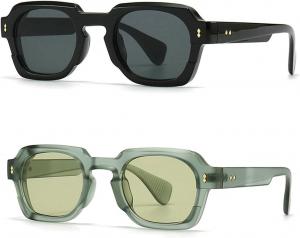 Квадратные солнцезащитные очки для женщин, модные, с прозрачными линзами цвета океана, защита от ультрафиолета UV400, винтажные, для мужчин, в стиле панк Melrose, 2pcs Black&green