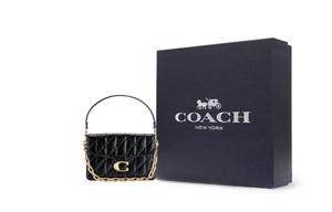 COACH Кожаная сумка через плечо среднего размера для женщин черная