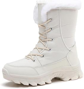 Женские зимние снегоходные сапоги Maylrvjv, водонепроницаемые, с теплой меховой подкладкой, средней высоты, удобные уличные ботиночки с противоскользящей подошвой для прогулок зимой, белые