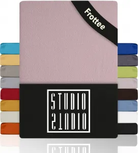 Простыня на резинке Basic Terry 120 x 200 см, хлопок, мягкая и уютная, фирменного качества, для всех стандартных матрасов высотой до 25 см - розовый STUDIO