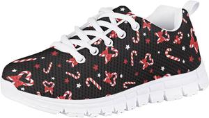 Детские кроссовки Forchrinse для девочек и мальчиков, шнуровка, беговые и теннисные, легкая спортивная обувь, обувь для праздничных мероприятий, Christmas Cane Candy