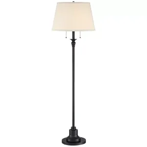 Напольная лампа Spenser в деревенском стиле, высотой 58 дюймов, с абажуром из промасленного бронзового металла с оттенком белого льна в стиле ампир для гостиной, спальни, офиса, дома 360 Lighting, brown