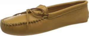 Женские мокасины Minnetonka с двойной подошвой из мягкой кожи оленьей кожи, Natural Deerskin