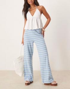 Широкие брюки средней посадки в полоску ASOS DESIGN, нежно-голубого цвета