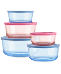Набор из 10 тонированных круглых контейнеров для хранения Simply Store Pyrex, Pink and Blue