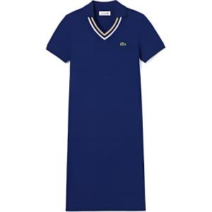 LACOSTE Женское синее платье с короткими рукавами