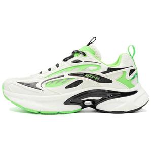 Мужские повседневные кроссовки Cloud Peak с дышащими, амортизирующими свойствами, с низким верхом, ослепительно-зеленые QIAODAN, Cloud Peak Dazzling Green